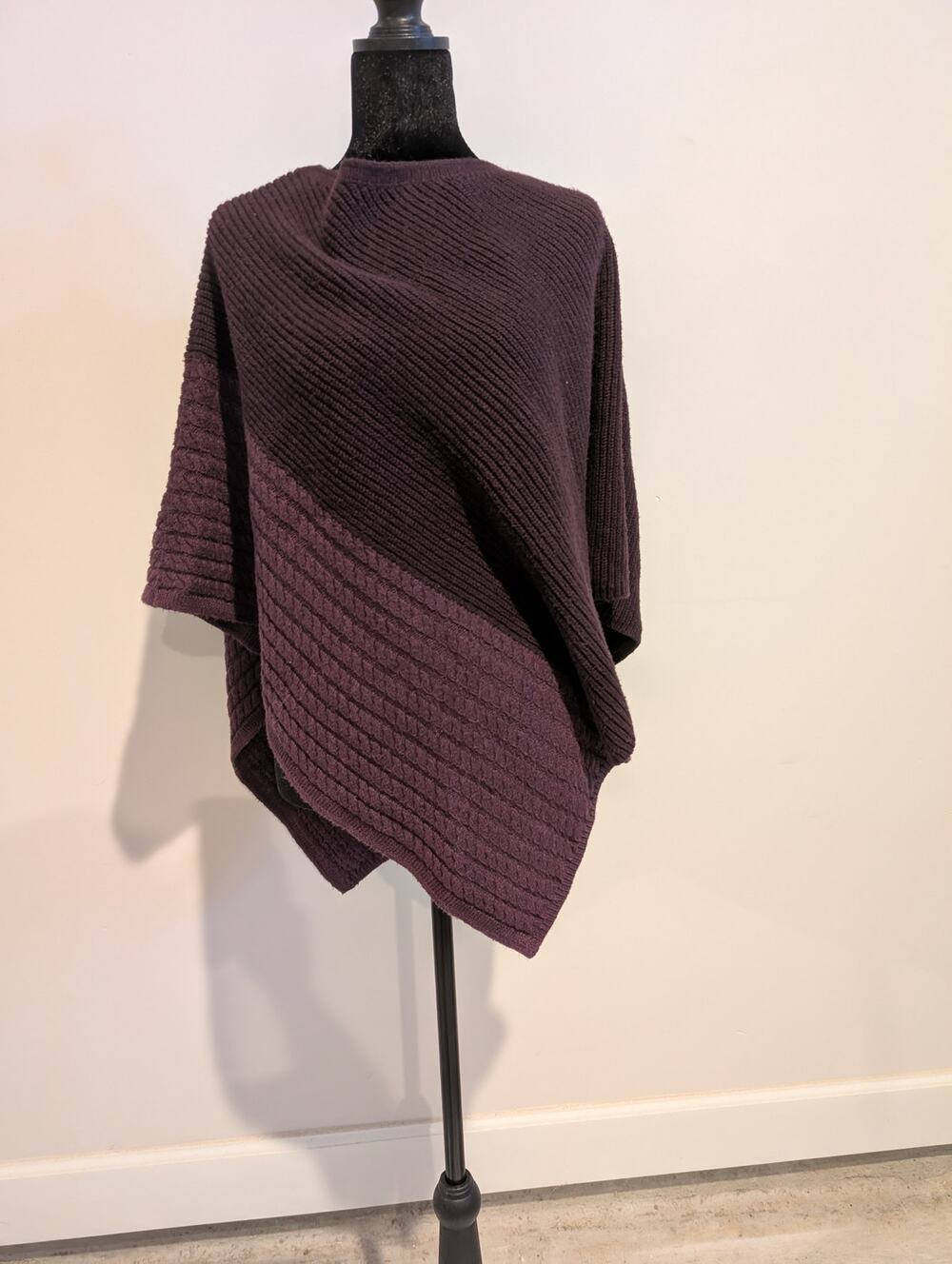J Jill Plum Diagonal Weave Pullover Cape One Size